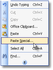 word's paste special menu